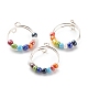 Colorful Glass Beaded Rotating Cuff Rings RJEW-JR00485-02-4