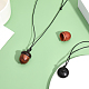 Chgcraft 2 pièces 2 couleurs collier pendentif médaillon en bois de gland avec cordons de cire NJEW-CA0001-13-4