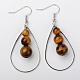 Dangling Gemstone Round Beads Earrings EJEW-JE01083-2