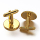 真鍮のカフスボタン  カフスボタン  トレイ付き  ゴールドカラー  18x18mm  トレイ：16mm KK-E464-G-2