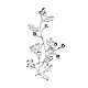 合金コネクタラインストーンの設定  花と枝  銀色のメッキ  44.5x23x8mm  穴：2.2mm  2mmのラインストーンに適する X-PALLOY-G253-15S-3