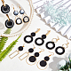 SUNNYCLUE 1 Box DIY 8 Pairs Black Theme Charms Flat Round Freshwater Shell Charms Earrings Making Kit Seashell Charms for Jewellery Making Linking Rings Ball Post Earring Findings Women Instruction DIY-SC0019-59-5