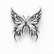 バタフライブローチ  バックパックの服のための201つのステンレス鋼の昆虫の襟章  ニッケルフリー＆鉛フリー  ステンレス鋼色  44x39x7mm  ピン：0.7mm JEWB-N007-013P-FF-1