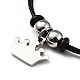 304 Stainless Steel Crown Charm Bracelet with Waxed Cord for Women BJEW-A125-19-2