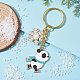 Porte-clés pendentif en émail en alliage de flocon de neige et de panda KEYC-JKC00630-01-3