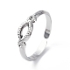 304 Stainless Steel Open Cuff Ring Finding RJEW-C046-06P-1