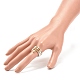 3スタイルの天然宝石と真鍮ビーズの指輪3個、女性用ステンレススチールハートチャーム304個付き。  usサイズ7 3/4(17.9mm)  1個/スタイル RJEW-JR00471-3