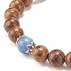 Bracelet extensible en perles rondes en bois de wengé naturel et pierres précieuses pour femme BJEW-JB07935-7