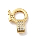 Brass Micro Pave Clear Cubic Zirconia Twister Clasps KK-Q772-15G-1