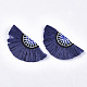 ボヘミアスタイルラフィア装飾アクセサリー  不織布と  扇状  ダークブルー  77~91x40~42.5x3.5~5mm FIND-T060-002D-1