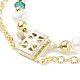 Bracciale multifilo con perle naturali e perline di vetro con catenelle in ottone da donna BJEW-TA00077-02-6