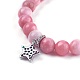 Natural Pink Opal Charm Bracelets BJEW-L647-04-3