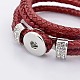 Two Loops Wrap Leather Cord Snap Bracelet Making MAK-N004-10-2
