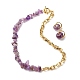 Natural Amethyst Chip Beads Jewelry Set SJEW-JS01223-01-1
