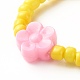 Flower Acrylic Beads Finger Rings for Kid Teen Girl Women RJEW-JR00384-6
