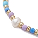Braccialetti con perline intrecciate perline di vetro stile arcobaleno da donna BJEW-JB10064-3