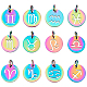 UNICRAFTALE 12pcs Rainbow Flat Round with Constellation Charms Stainless Steel Zodiac Sign Metal Pendants with Jump Rings Metal Charm 12x1mm STAS-UN0032-35-1
