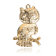 Golden Plated Alloy Enamel Owl Big Pendants for Halloween ENAM-J487-06G-2