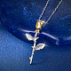Collana con pendente in argento sterling placcato rodio con fiore per San Valentino GQ1752-2