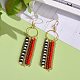 Natural Red Agate & Glass Seed Beaded Tassel Earrings EJEW-JE04805-3