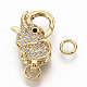 Brass Micro Pave Clear Cubic Zirconia Lobster Claw Clasps ZIRC-S066-012-3