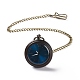 Ebony Wood Pocket Watch with Brass Curb Chain and Clips WACH-D017-A11-01AB-01-1
