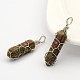 Bullet Natural Unakite Wire Wrapped Pointed Pendants G-M225-08P-1