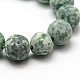 Gefrostet natürlichen grünen Fleck Jaspis Runde Perlenstränge G-M064-10mm-10-2