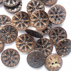 Runde geschnitzt 2-Loch-Grund Näh-Taste, Kokos-Taste, rauchig, ca. 13 mm Durchmesser, ca. 100 Stk. / Beutel