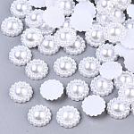 ABS Plastic Imitation Pearl Cabochons, Flower, White, 11x3.5mm, about 1000pcs/bag