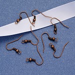 Fer accessoires de bijoux de boucle d'oreille de cuivre rouge boucle d'oreille crochets, avec boucle horizontale, sans nickel, 17~19x18mm, Trou: 2mm, pin: 0.6 mm