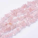 Natural de cuarzo rosa de piedra hebras de abalorios, chip, rosa brumosa, 4~10x4~6x2~4mm, agujero: 1 mm, aproximamente 320 pcs / cadena, 31 pulgada