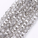 Chapelets de perles en verre électroplaqué, facetté (32 facettes), ronde, gainsboro, 4mm, Trou: 1mm, Environ 98 pcs/chapelet, 13.7 pouce
