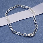 Iron Bracelet Making, with Lobster Claw Clasps, Silver, 8-1/8 inch(20.5cm)