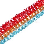 Chapelets de perles en verre électroplaqué, perle plaquée lustre, facetté (32 facettes), ronde, couleur mixte, 4mm