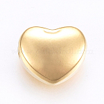 304 Stainless Steel Beads, Heart, Golden, 10x12x6mm, Hole: 2.5mm