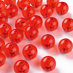 Perline acrilico trasparente, tondo, rosso, 16x15mm, Foro: 2.8 mm, circa 220pcs/500g