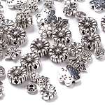 Antikes Silber gemischten Jahrgang Blume tibetischen Stil Legierung Perlen, 5~30.5x5~22x3~3.5 mm, Bohrung: 1.5~10 mm