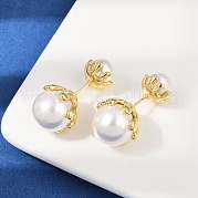 Круглые латунные серьги-гвоздики EJEW-H154-03G