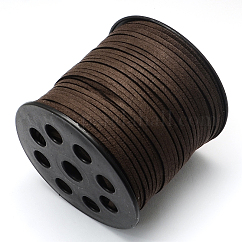Cordon imitation daim, dentelle de faux suède, café, 2.7x1.4mm, environ 98.42 yards (90 m)/rouleau