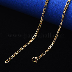 Collares de cadena Figaro de acero inoxidable 304 con revestimiento al vacío de PVD, con cierre de pinza, real 18k chapado en oro, link: 11x5x1.4 mm y 7.5x5.5x1.4 mm, 19.68 pulgada (50 cm)