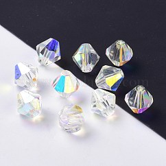 Abalorios de cristal austriaco de imitación, aaa grado, k9 vidrio, facetados, bicono, claro ab, 8x8mm, agujero: 0.9~1 mm