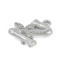 Breloques de connecteur de lettres en laiton cristal strass&nbsp;KK-S395-06P-Z