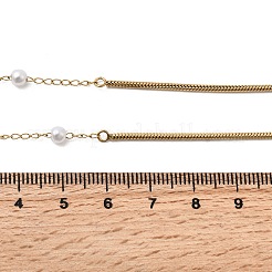 304 Edelstahl mit runder Muschelperlen-Gliederkette&nbsp;NJEW-G181-04G