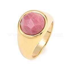 Fingerringe aus natürlichem Rhodochrosit aus Edelstahl 304&nbsp;RJEW-F203-02G-02