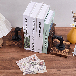 Buchstützen aus Holz mit realistischem Industrierohr&nbsp;DIY-WR0005-45
