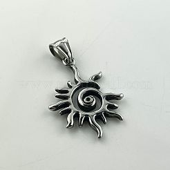 Spirale Sonne Flamme Anhänger Punk Halskette Vintage 304 Edelstahl Hohl Schmuck&nbsp;RM8476