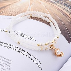 Bracciali tallone tratto vetro sfaccettato&nbsp;BJEW-JB05488-02