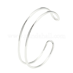 Gestellplattierte Messing-Manschettenarmbänder mit Doppellinien für Damen&nbsp;BJEW-M304-01S
