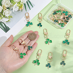 20 pz 4 stili di decorazioni pendenti in lega di trifoglio smaltate e polvere glitterata&nbsp;HJEW-CP00088